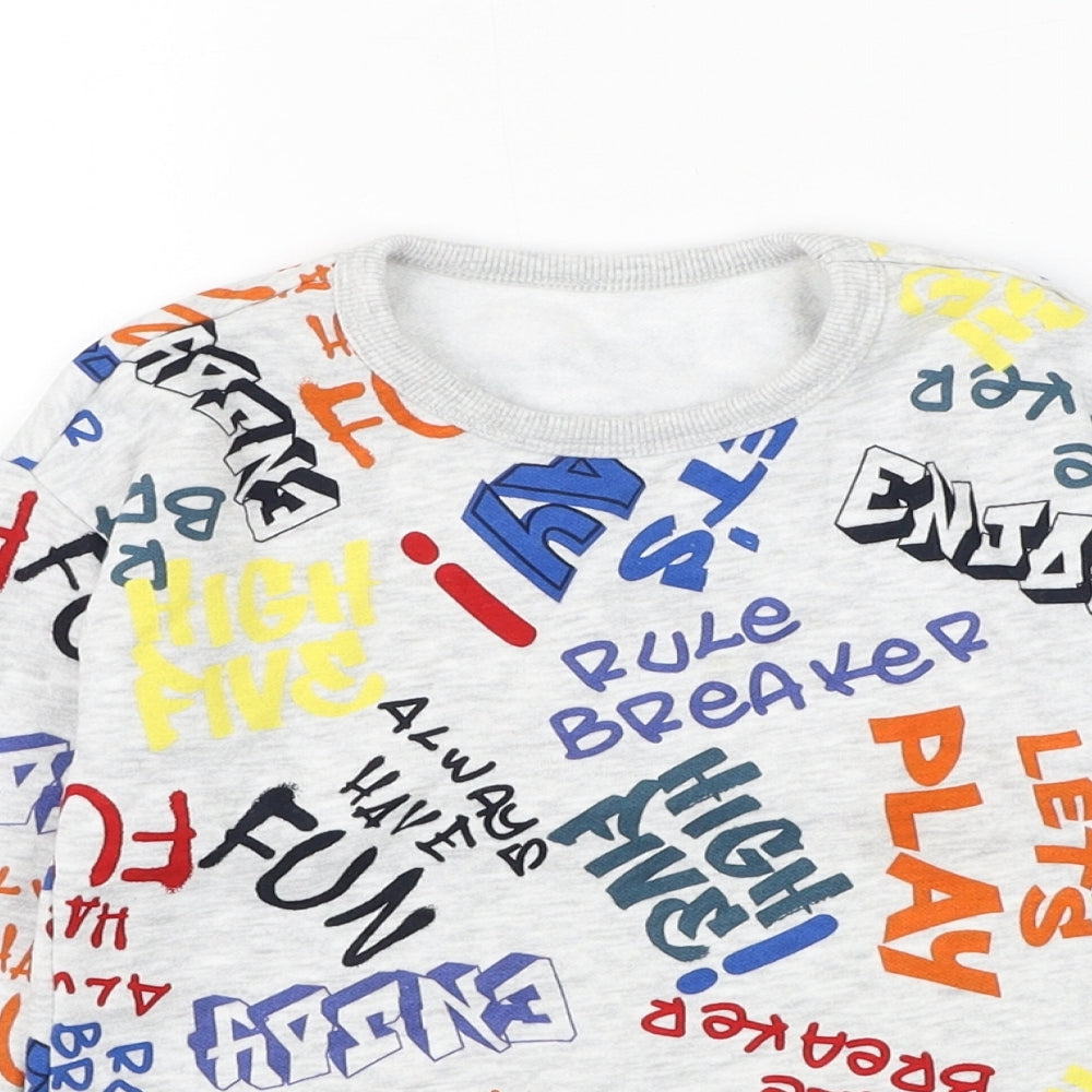 Dunnes Stores Boys Grey Geometric Cotton Pullover Sweatshirt Size 3-4 Years Pullover - Graffiti