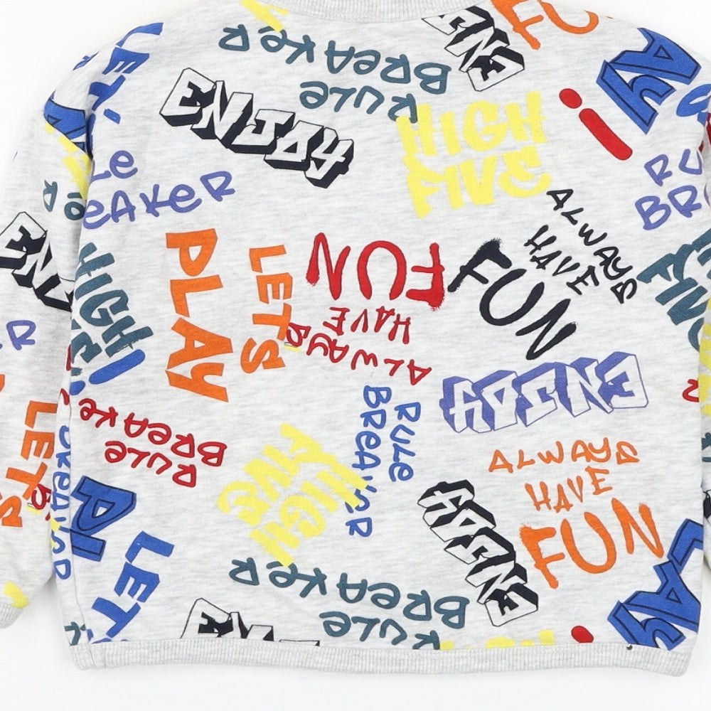 Dunnes Stores Boys Grey Geometric Cotton Pullover Sweatshirt Size 3-4 Years Pullover - Graffiti