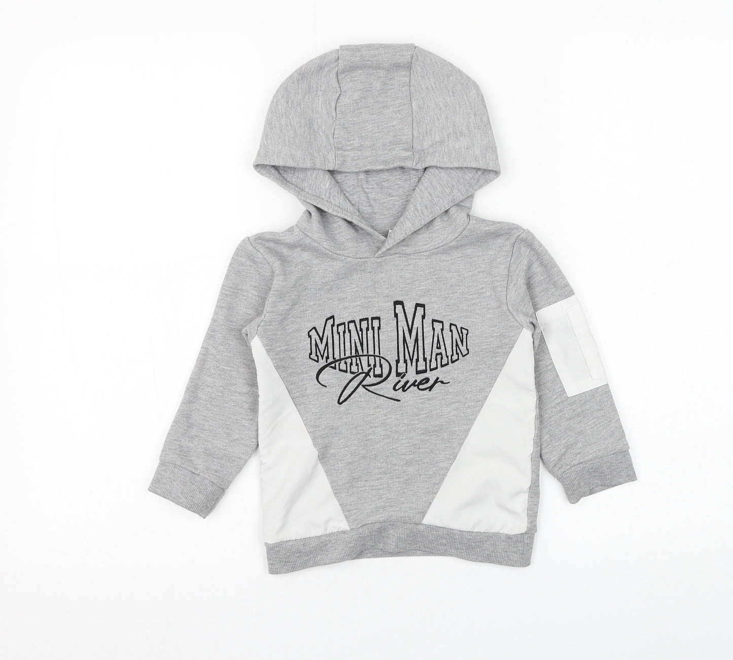 River Island Boys Grey Cotton Pullover Hoodie Size 2-3 Years Pullover - Mini Man