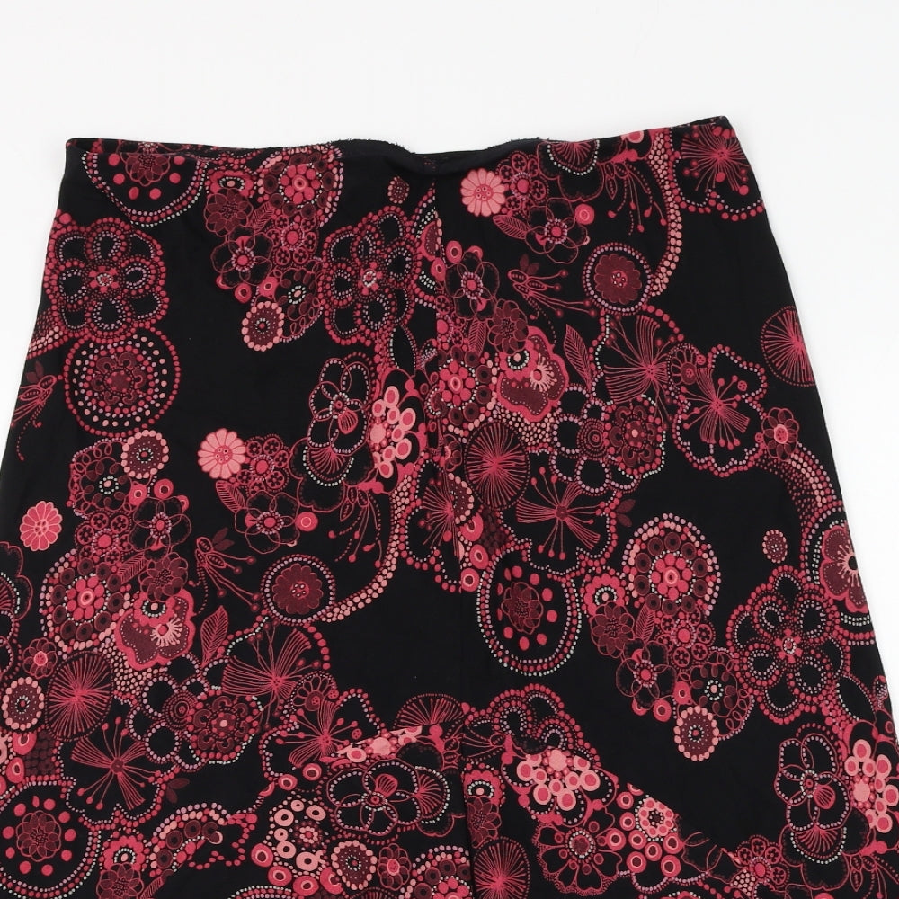 Marks and Spencer Womens Black Geometric Viscose Flare Skirt Size 14