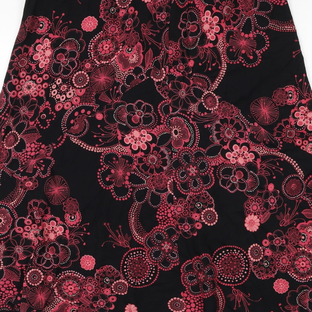 Marks and Spencer Womens Black Geometric Viscose Flare Skirt Size 14