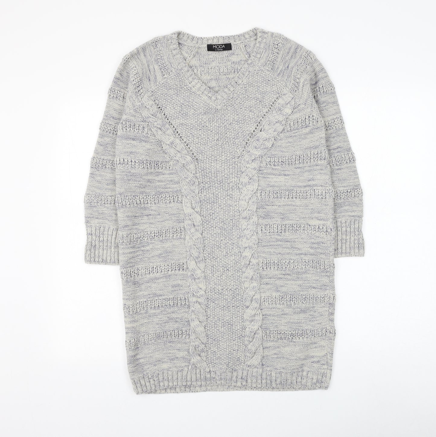 George Womens Grey V-Neck Acrylic Pullover Jumper Size 12