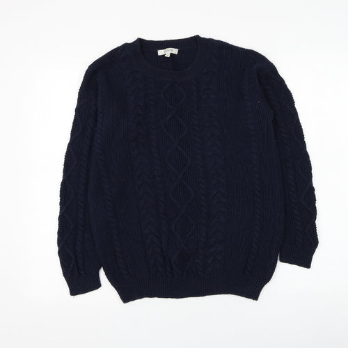 Code Collection Mens Blue Round Neck Polyester Pullover Jumper Size M
