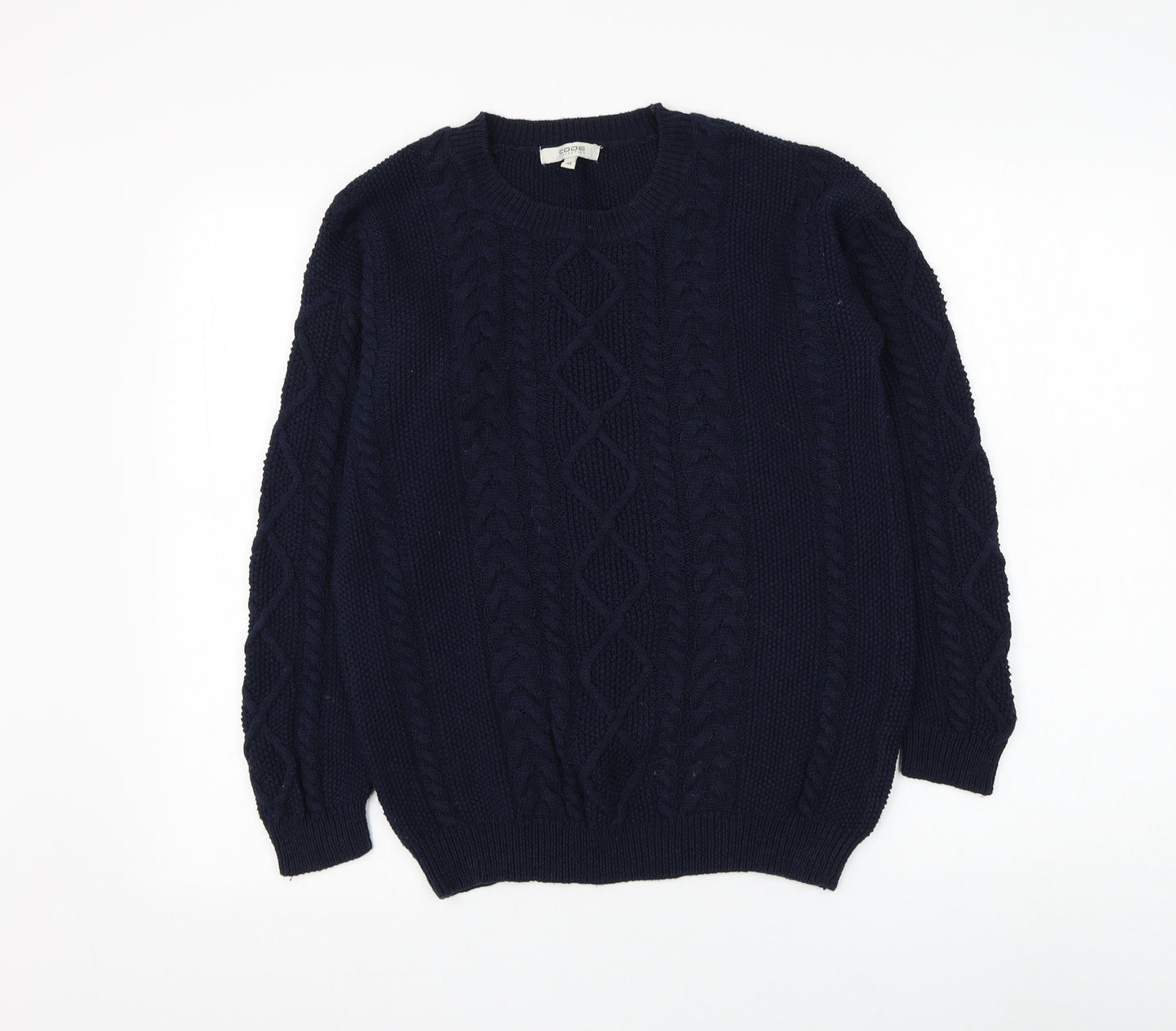 Code Collection Mens Blue Round Neck Polyester Pullover Jumper Size M