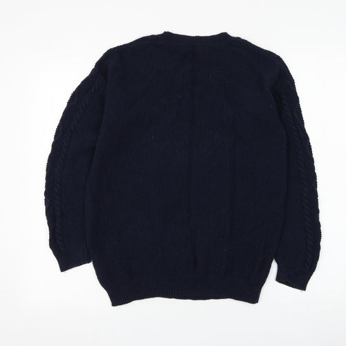 Code Collection Mens Blue Round Neck Polyester Pullover Jumper Size M