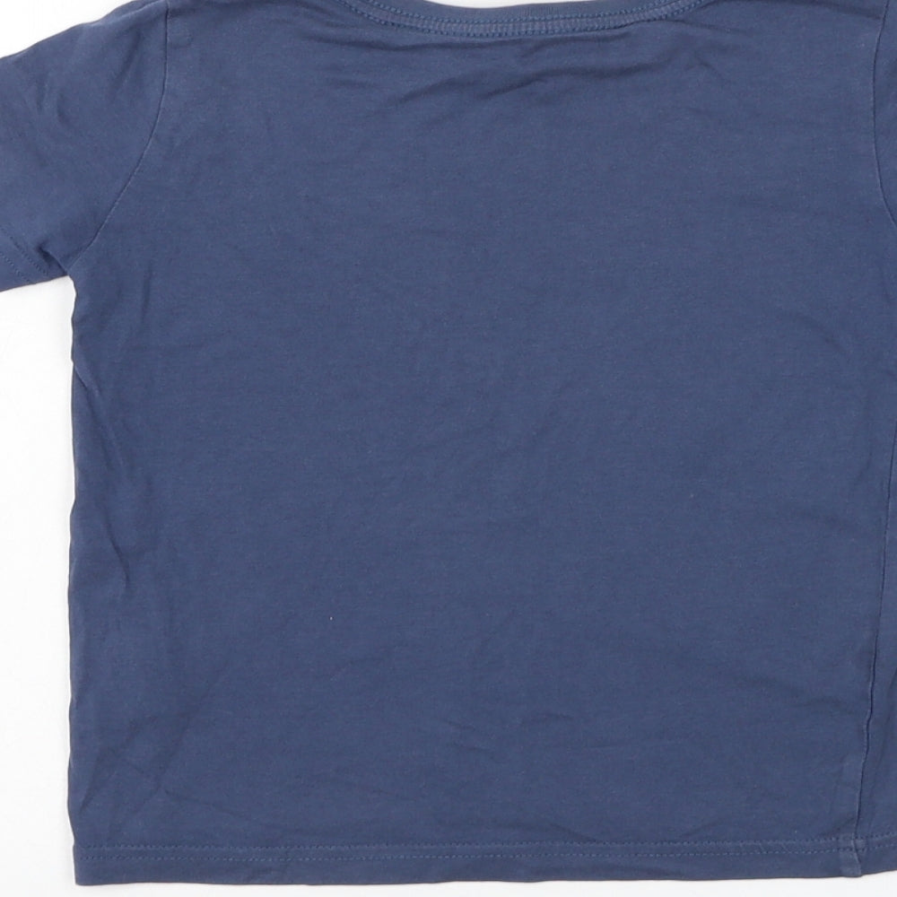 PUMA Boys Blue Cotton Basic T-Shirt Size 5-6 Years Round Neck Pullover