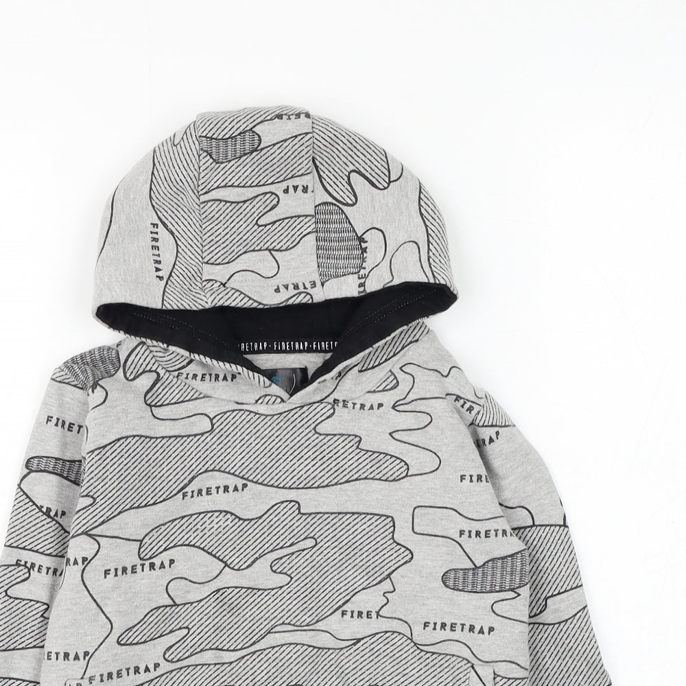 Firetrap Boys Grey Camouflage Cotton Pullover Hoodie Size 6-7 Years Pullover