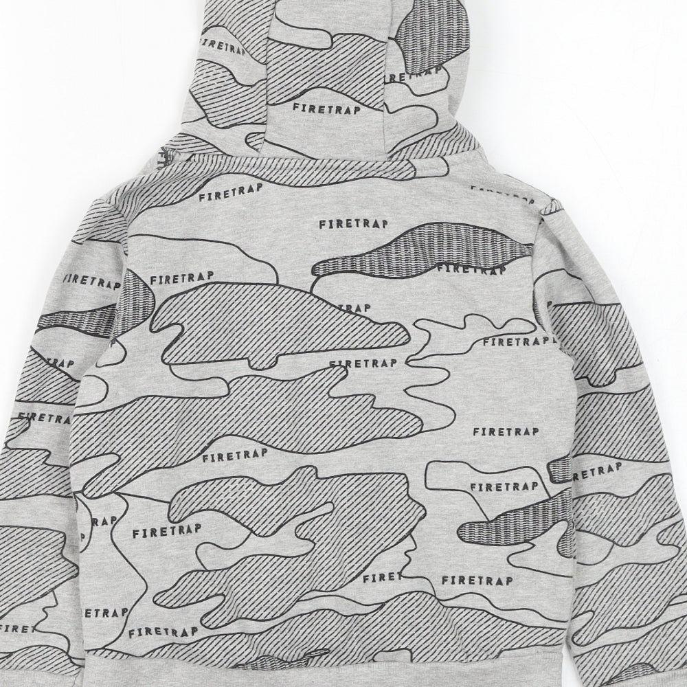 Firetrap Boys Grey Camouflage Cotton Pullover Hoodie Size 6-7 Years Pullover