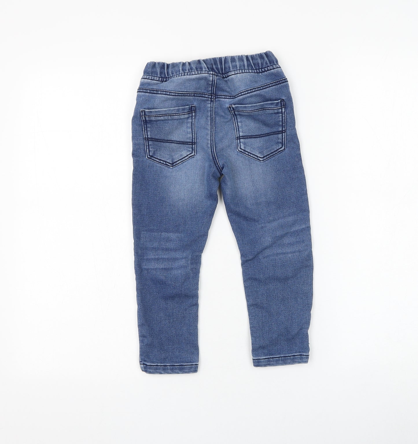 TU Boys Blue Cotton Straight Jeans Size 2-3 Years Regular Drawstring