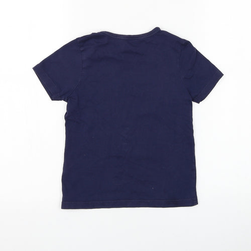 George Boys Blue Cotton Basic T-Shirt Size 4-5 Years Round Neck Pullover - Crocodile