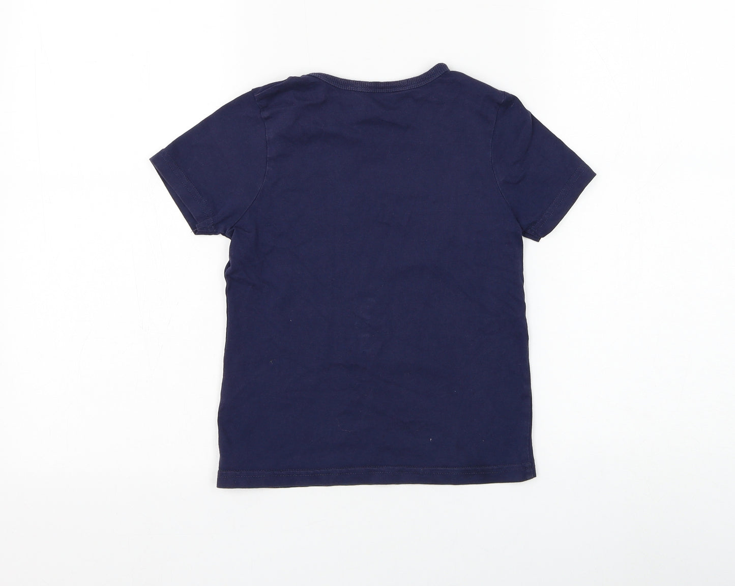 George Boys Blue Cotton Basic T-Shirt Size 4-5 Years Round Neck Pullover - Crocodile