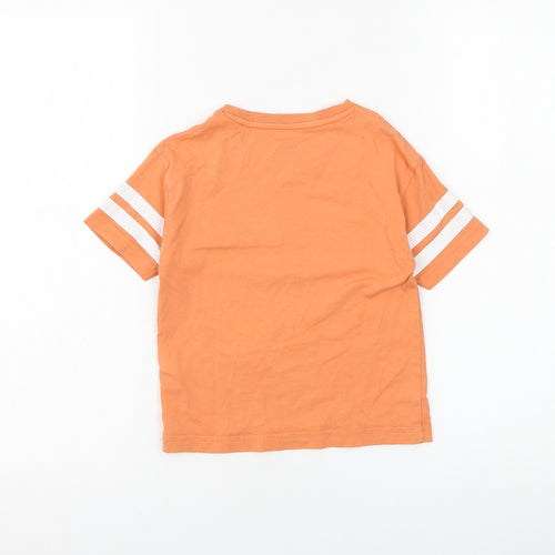 Marks and Spencer Boys Orange Cotton Basic T-Shirt Size 2-3 Years Round Neck Pullover - Born To Skate