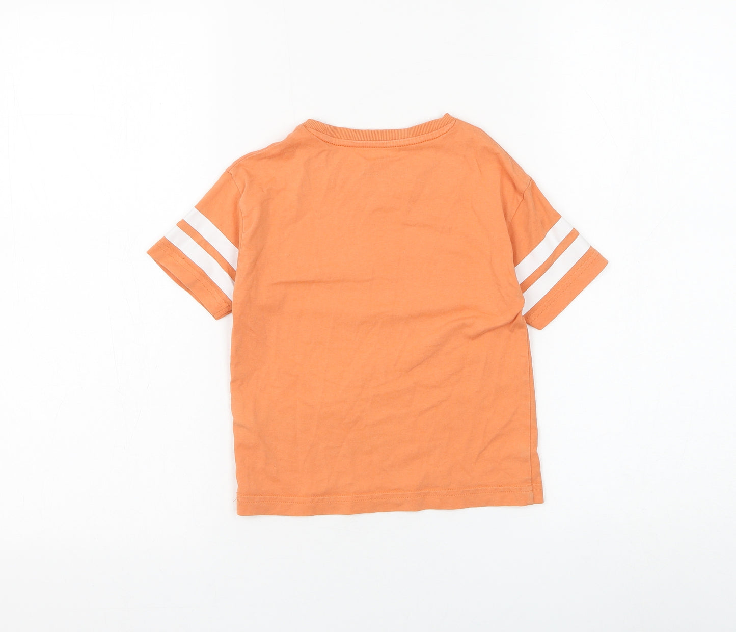 Marks and Spencer Boys Orange Cotton Basic T-Shirt Size 2-3 Years Round Neck Pullover - Born To Skate