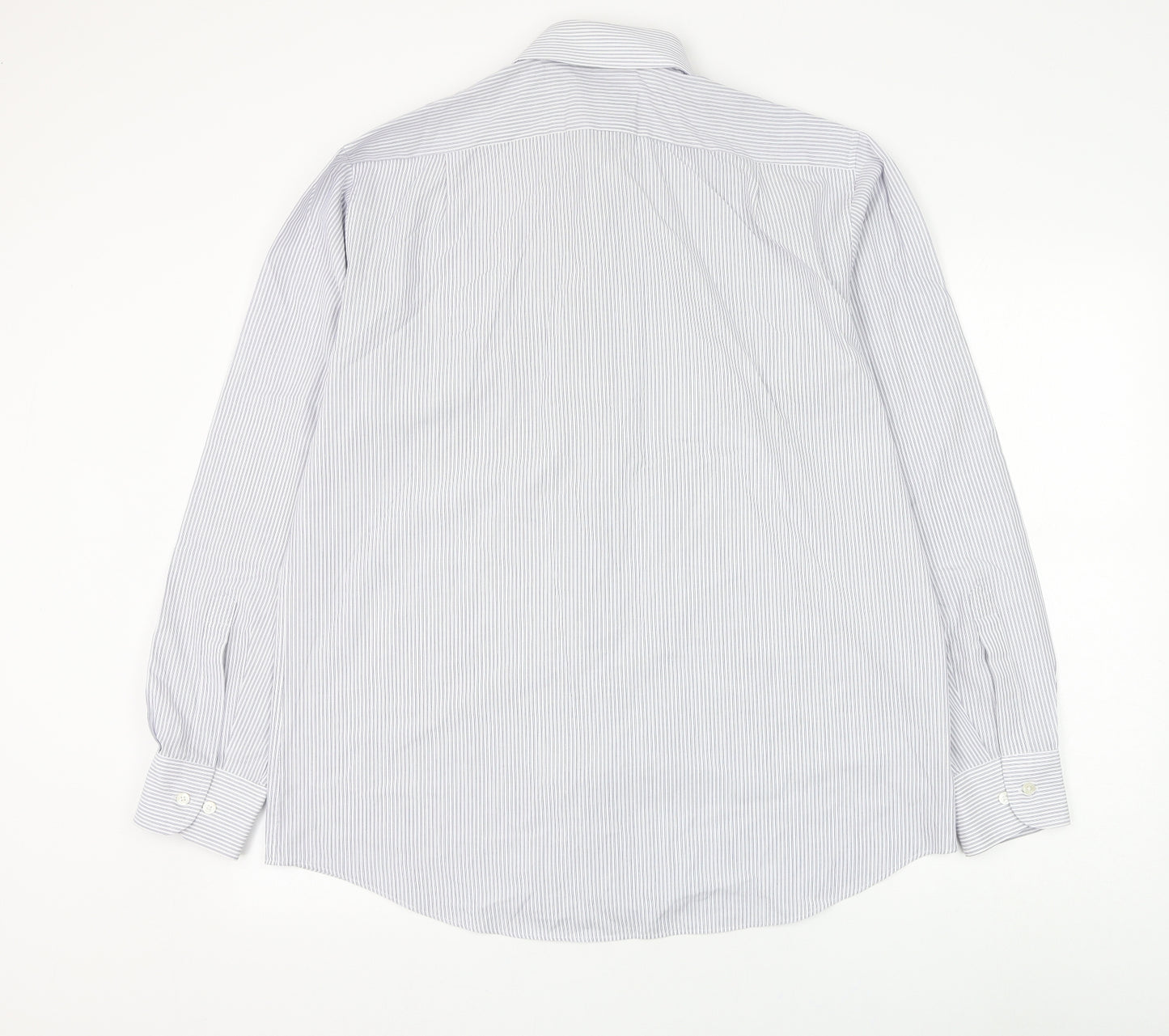 Marks and Spencer Mens Blue Striped Cotton Dress Shirt Size 16.5 Collared Button