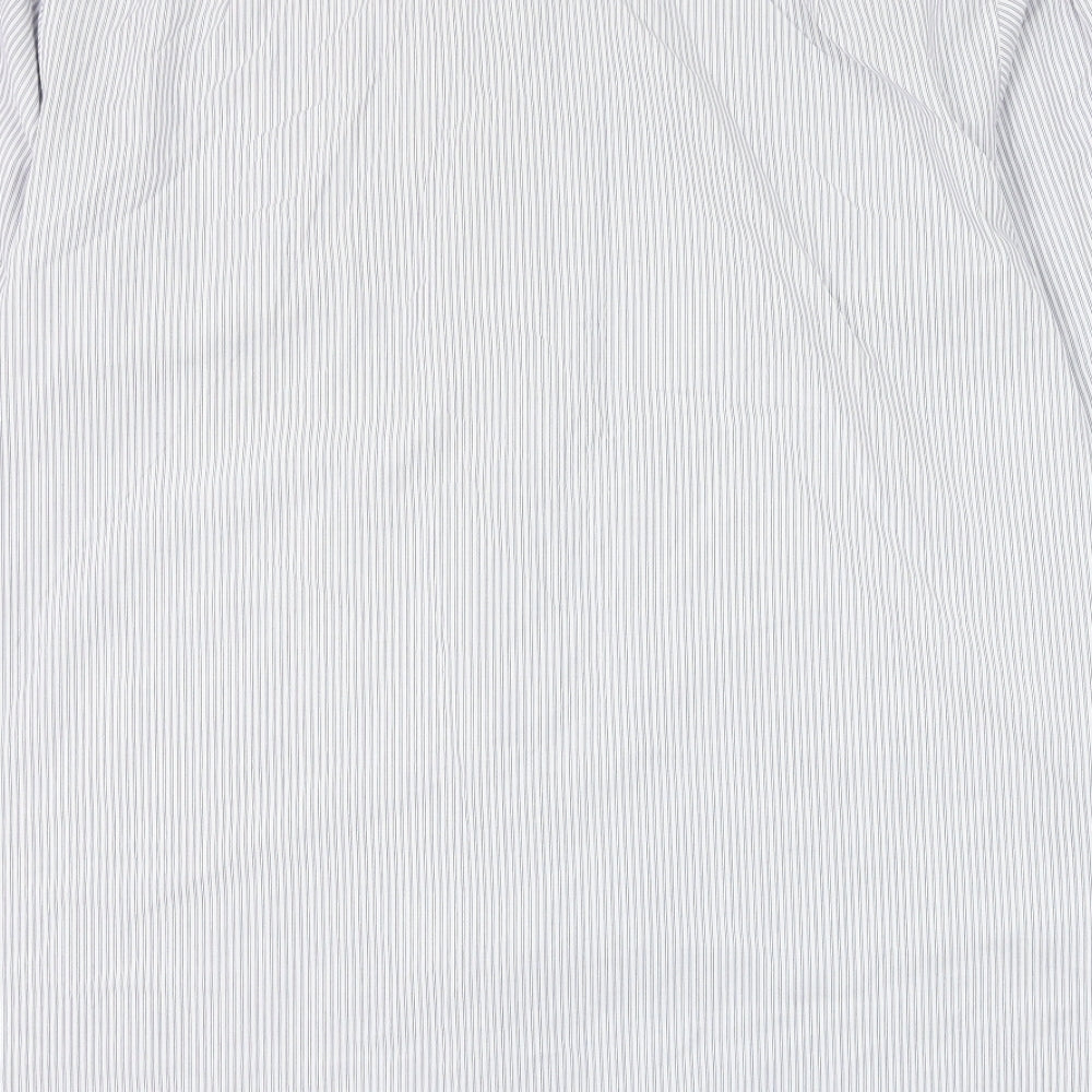 Marks and Spencer Mens Blue Striped Cotton Dress Shirt Size 16.5 Collared Button