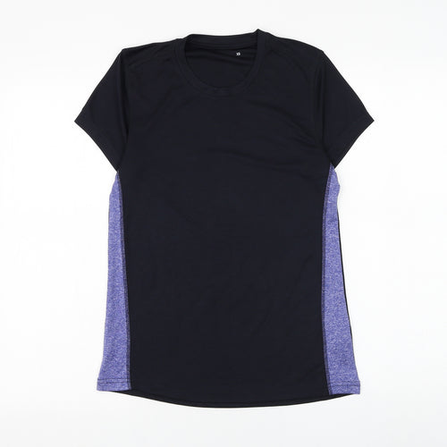 Preworn Womens Black Polyester Basic T-Shirt Size XS Round Neck Pullover
