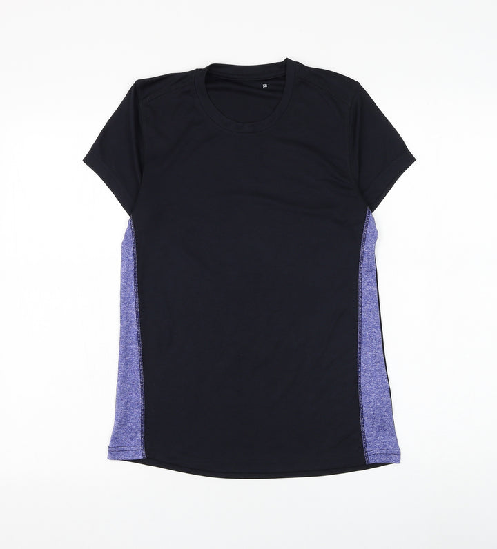 Preworn Womens Black Polyester Basic T-Shirt Size XS Round Neck Pullover