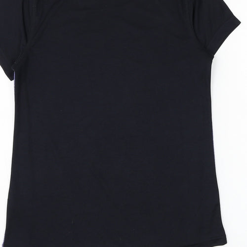 Preworn Womens Black Polyester Basic T-Shirt Size XS Round Neck Pullover