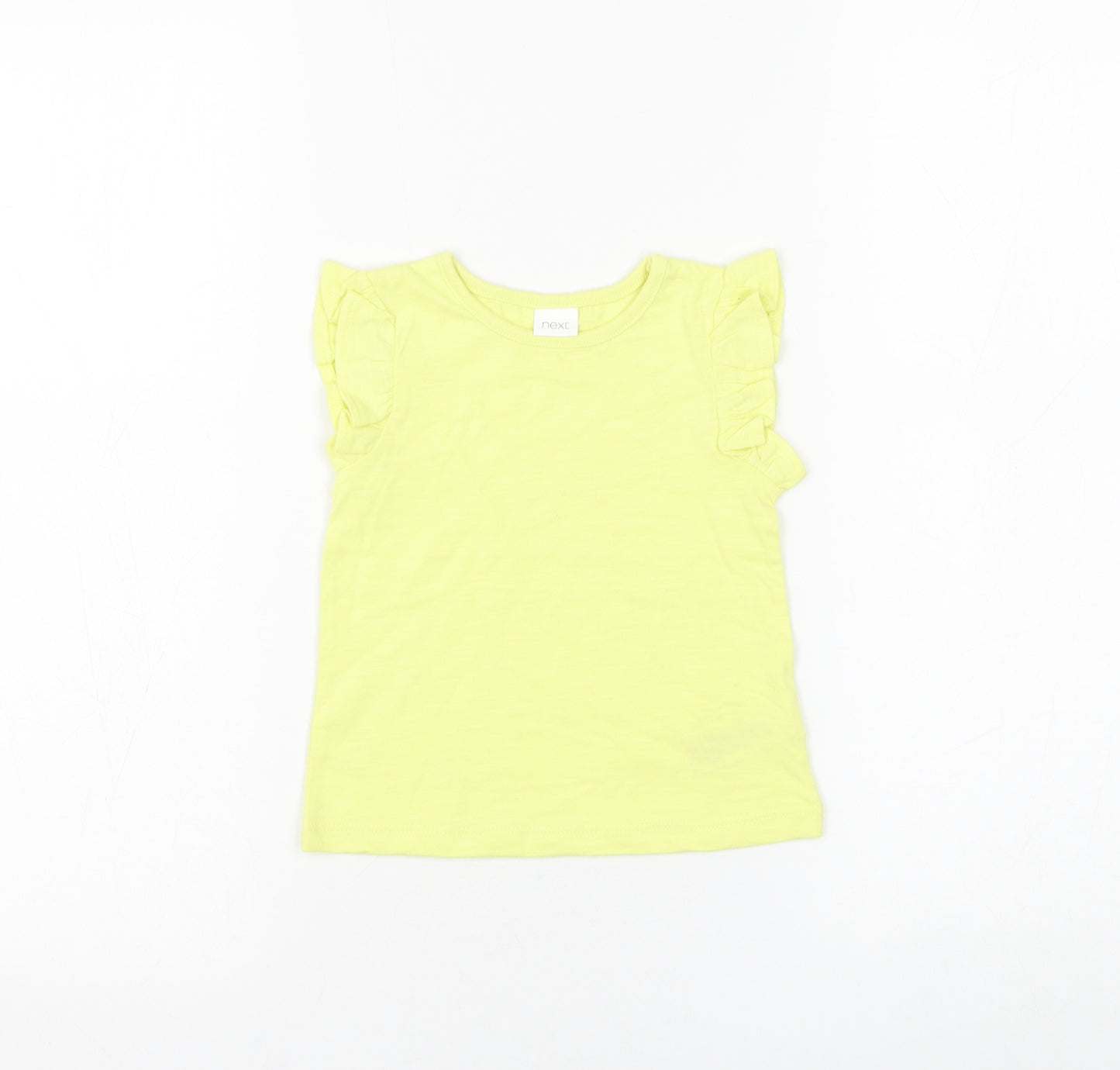 NEXT Girls Yellow Cotton Basic T-Shirt Size 12-18 Months Round Neck Pullover