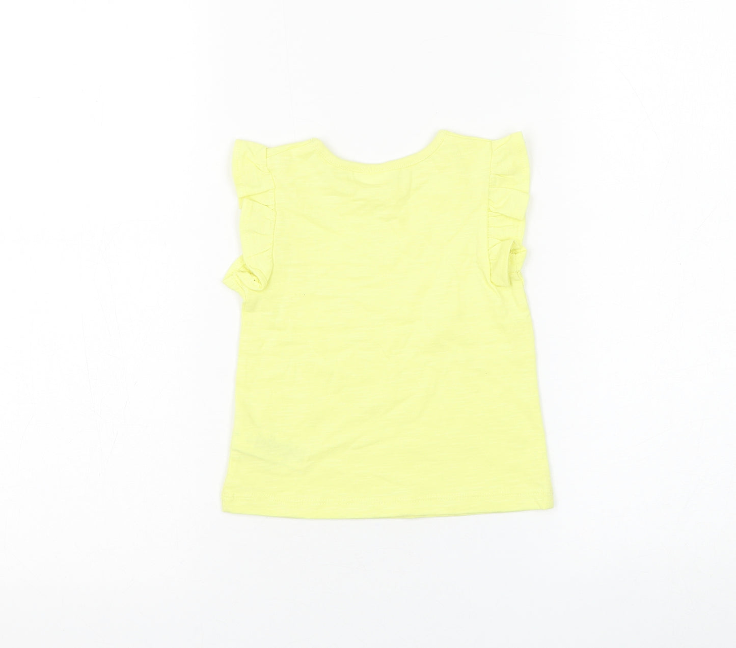 NEXT Girls Yellow Cotton Basic T-Shirt Size 12-18 Months Round Neck Pullover