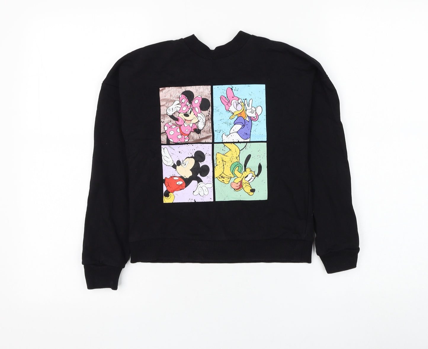 George Girls Black Cotton Pullover Sweatshirt Size 7-8 Years Pullover - Mickey And Friends
