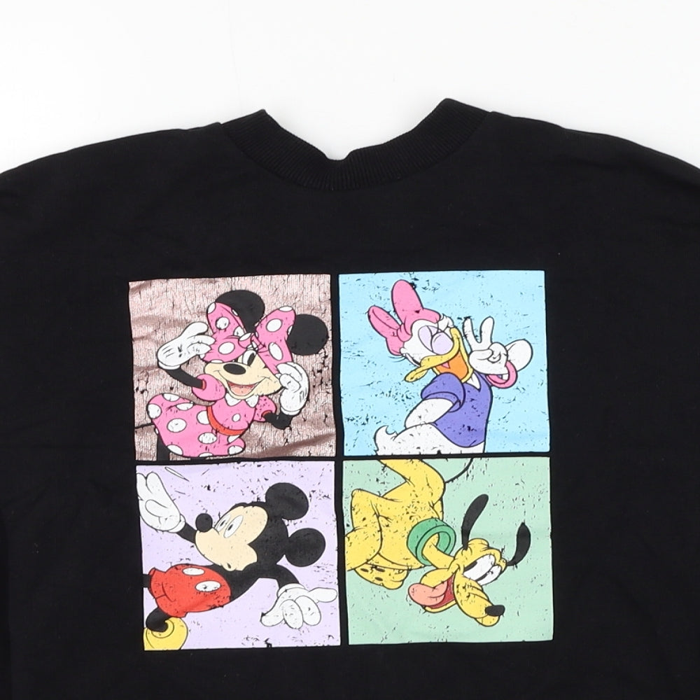 George Girls Black Cotton Pullover Sweatshirt Size 7-8 Years Pullover - Mickey And Friends