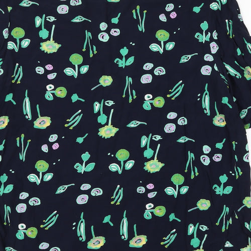 Chicot Womens Blue Floral Viscose Basic Blouse Size 18 V-Neck