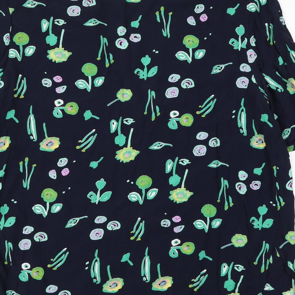 Chicot Womens Blue Floral Viscose Basic Blouse Size 18 V-Neck