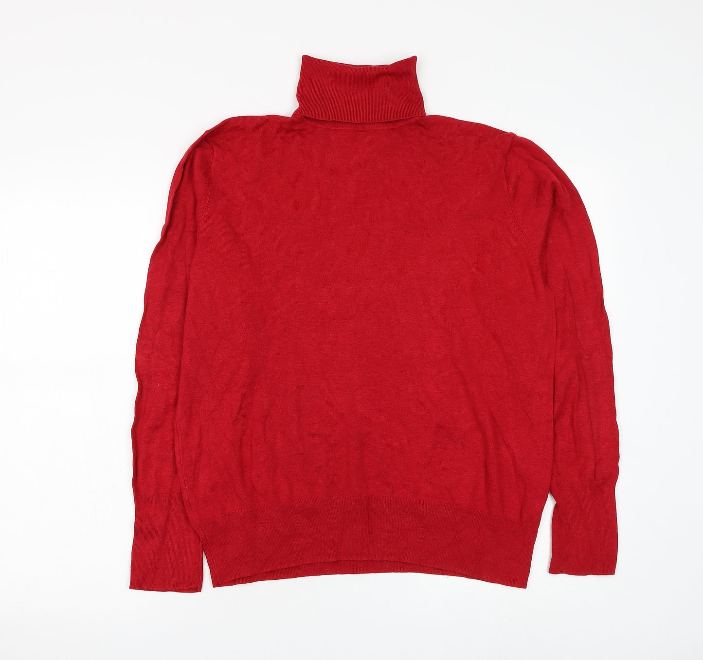 Dunnes Stores Womens Red Roll Neck Viscose Pullover Jumper Size 2XL