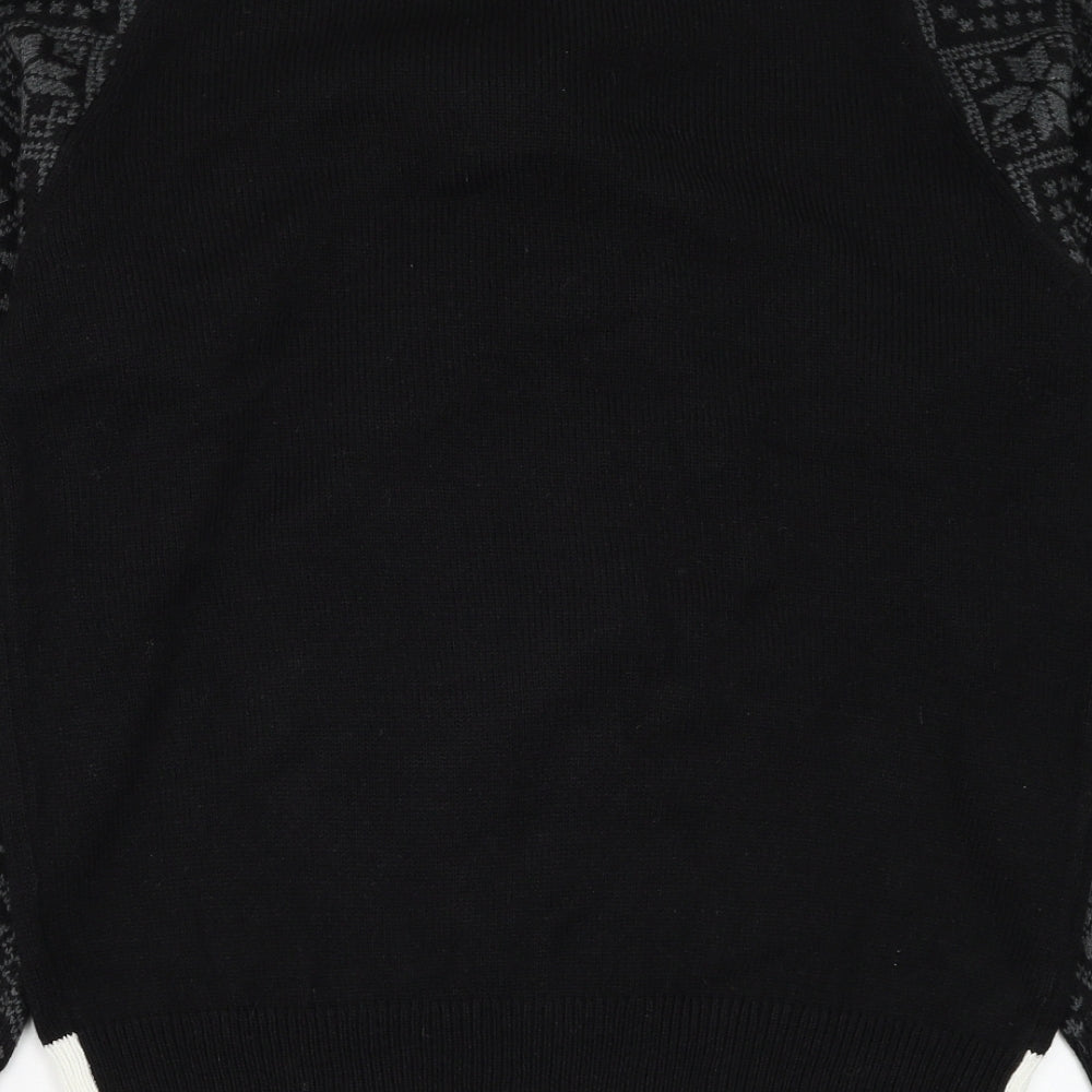 NEXT Mens Black Round Neck Fair Isle Acrylic Pullover Jumper Size M - Christmas Polar Bear