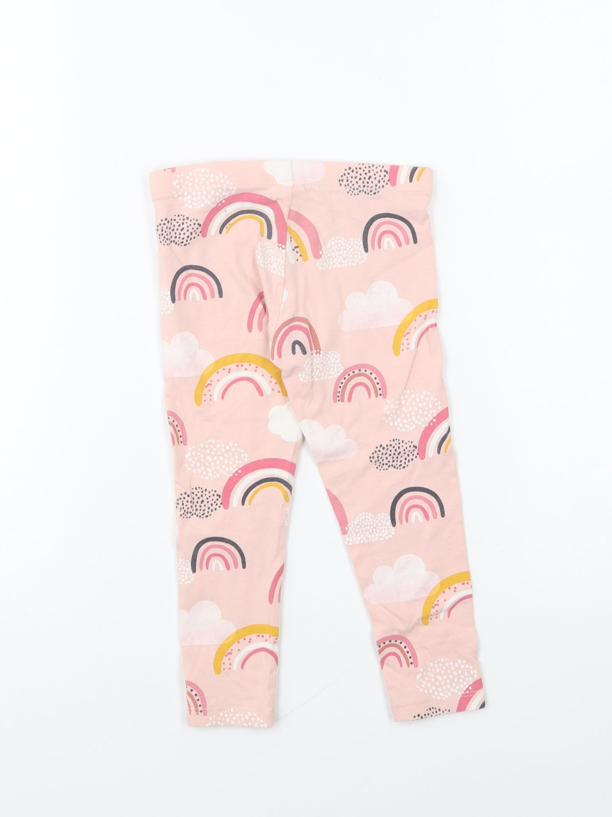 F&F Girls Pink Geometric Cotton Jogger Trousers Size 2-3 Years Regular Pullover - Rainbows