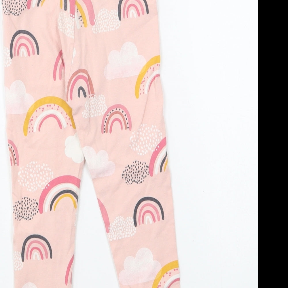 F&F Girls Pink Geometric Cotton Jogger Trousers Size 2-3 Years Regular Pullover - Rainbows