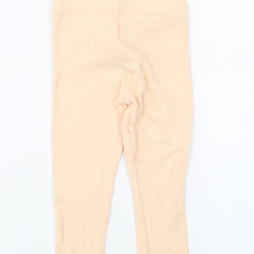 Marks and Spencer Girls Orange Cotton Jogger Trousers Size 2-3 Years Regular Pullover
