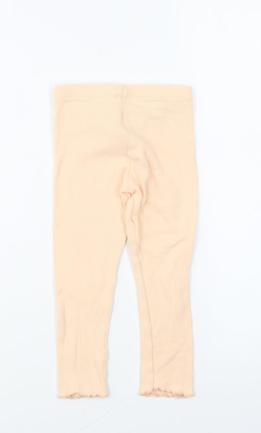 Marks and Spencer Girls Orange Cotton Jogger Trousers Size 2-3 Years Regular Pullover