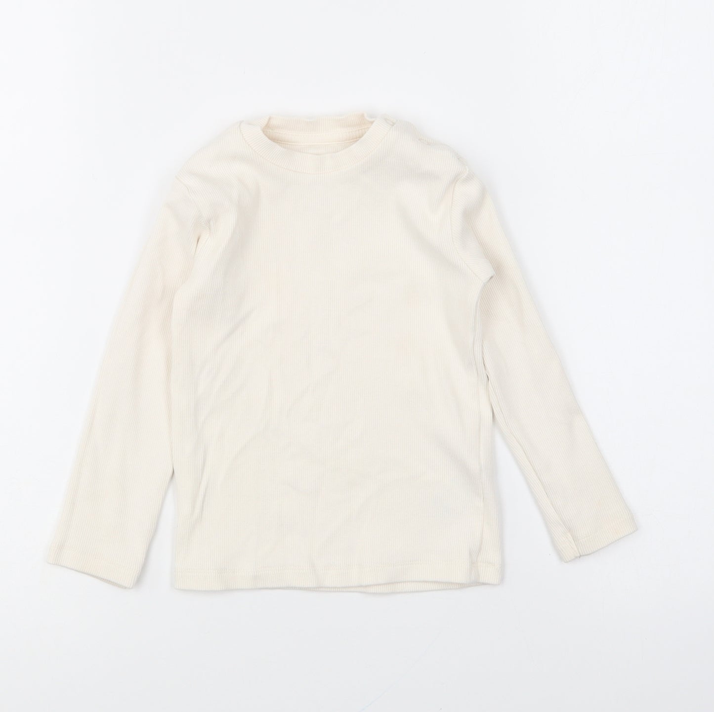 Marks and Spencer Girls White Cotton Basic T-Shirt Size 2-3 Years Round Neck Pullover