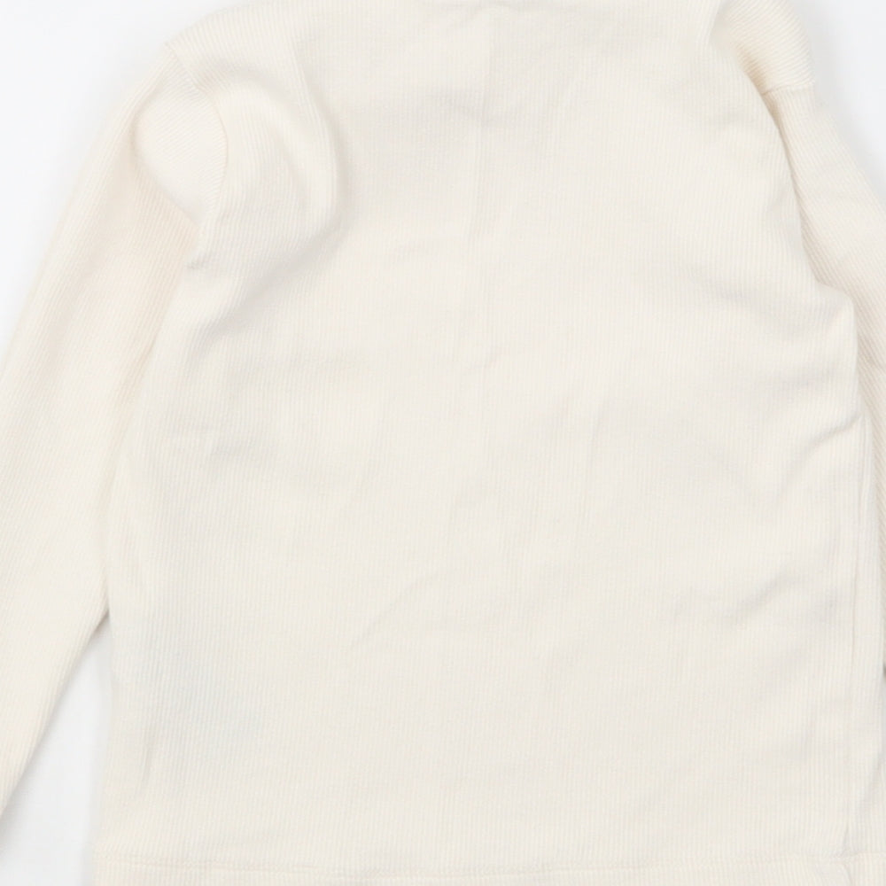Marks and Spencer Girls White Cotton Basic T-Shirt Size 2-3 Years Round Neck Pullover