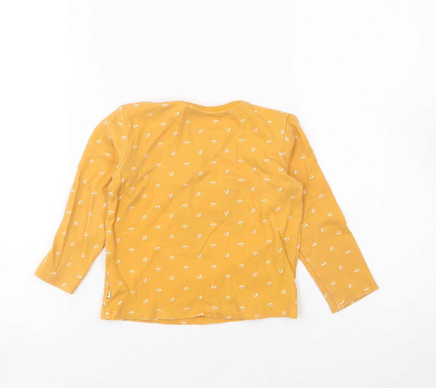Frugi Girls Yellow Geometric Cotton Basic T-Shirt Size 2 Years Round Neck Pullover - Horse