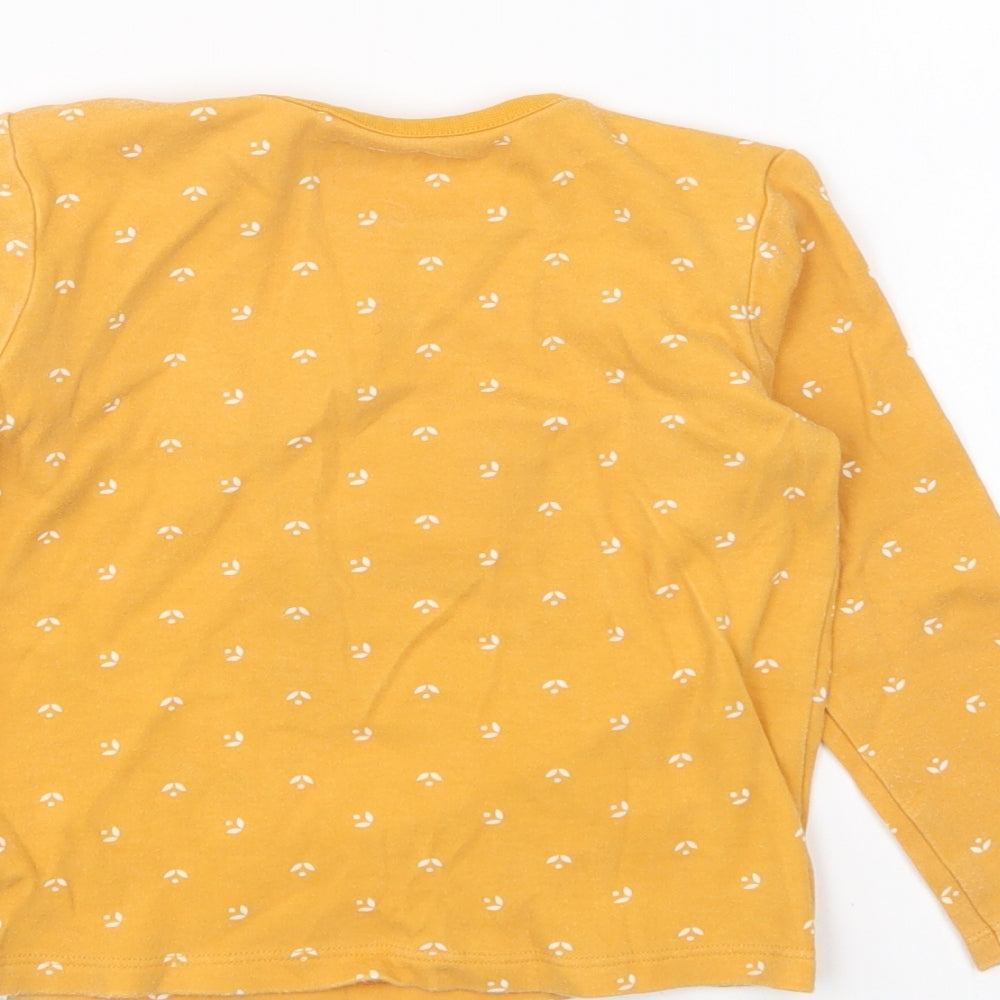 Frugi Girls Yellow Geometric Cotton Basic T-Shirt Size 2 Years Round Neck Pullover - Horse