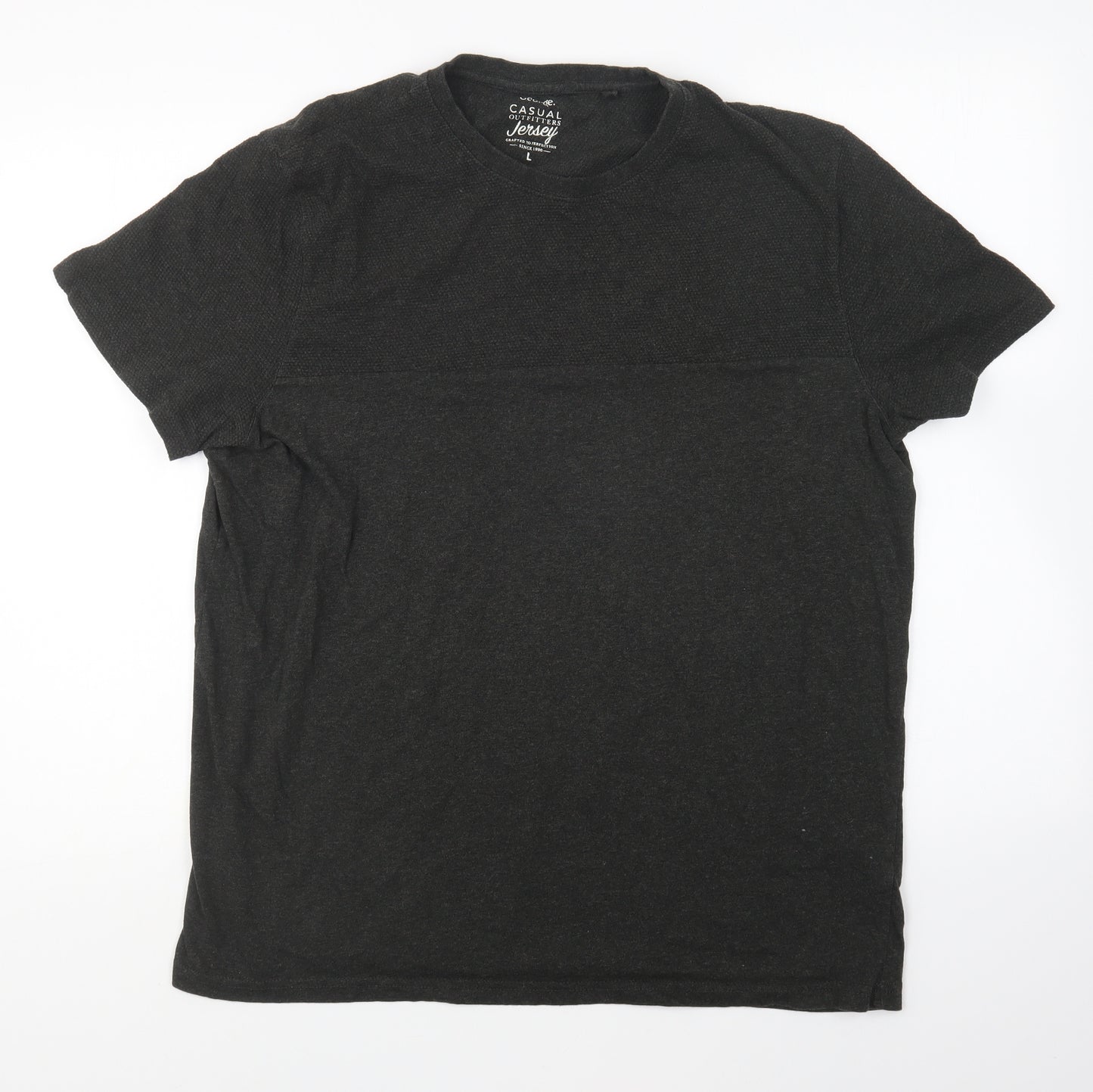 George Mens Green Cotton T-Shirt Size L Round Neck