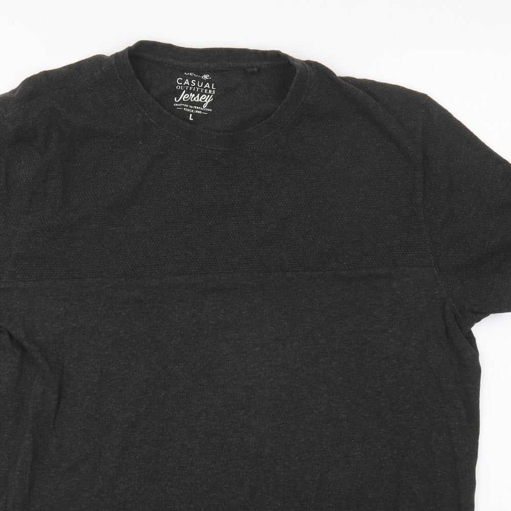 George Mens Green Cotton T-Shirt Size L Round Neck