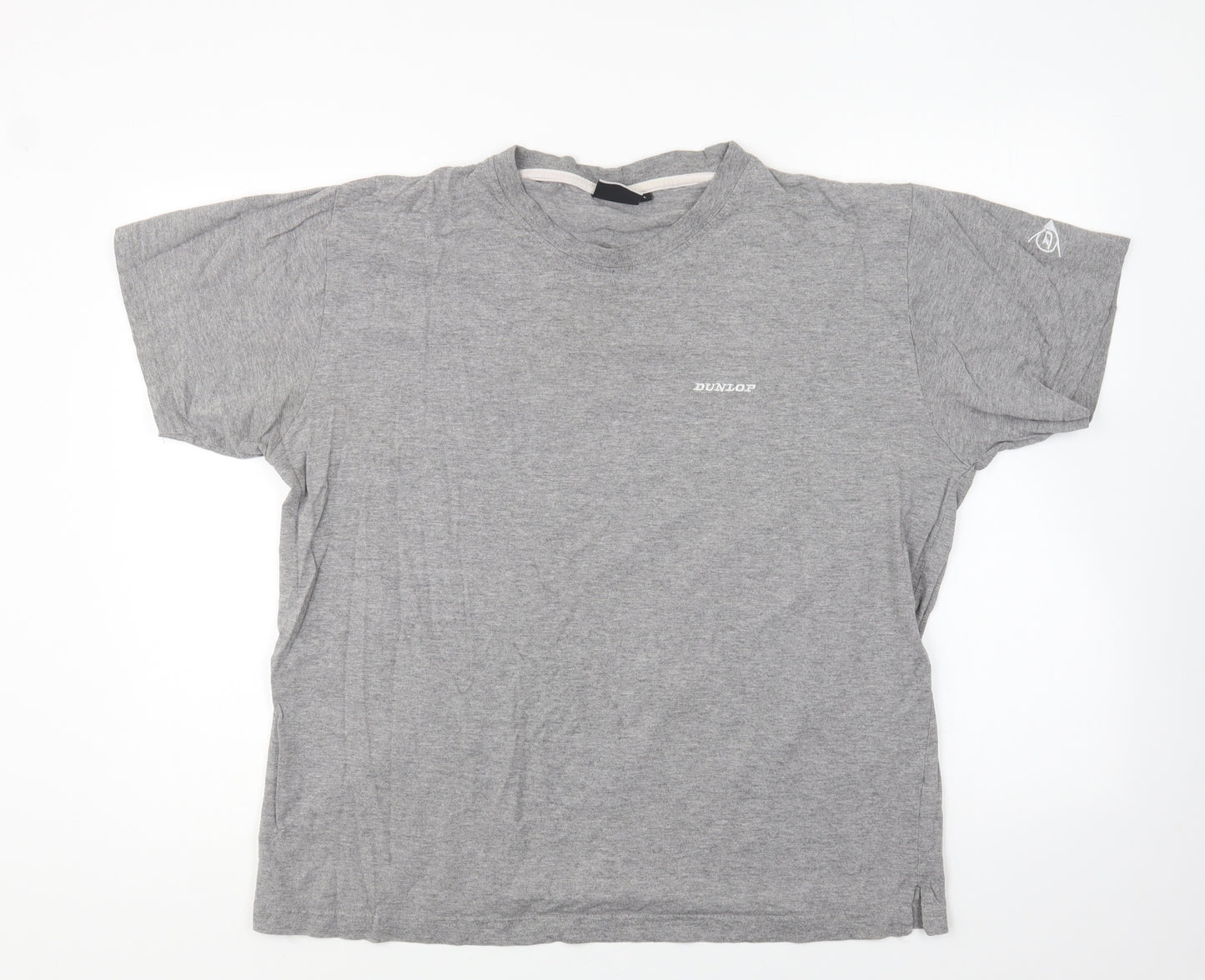 Dunlop Mens Grey Cotton T-Shirt Size L Round Neck