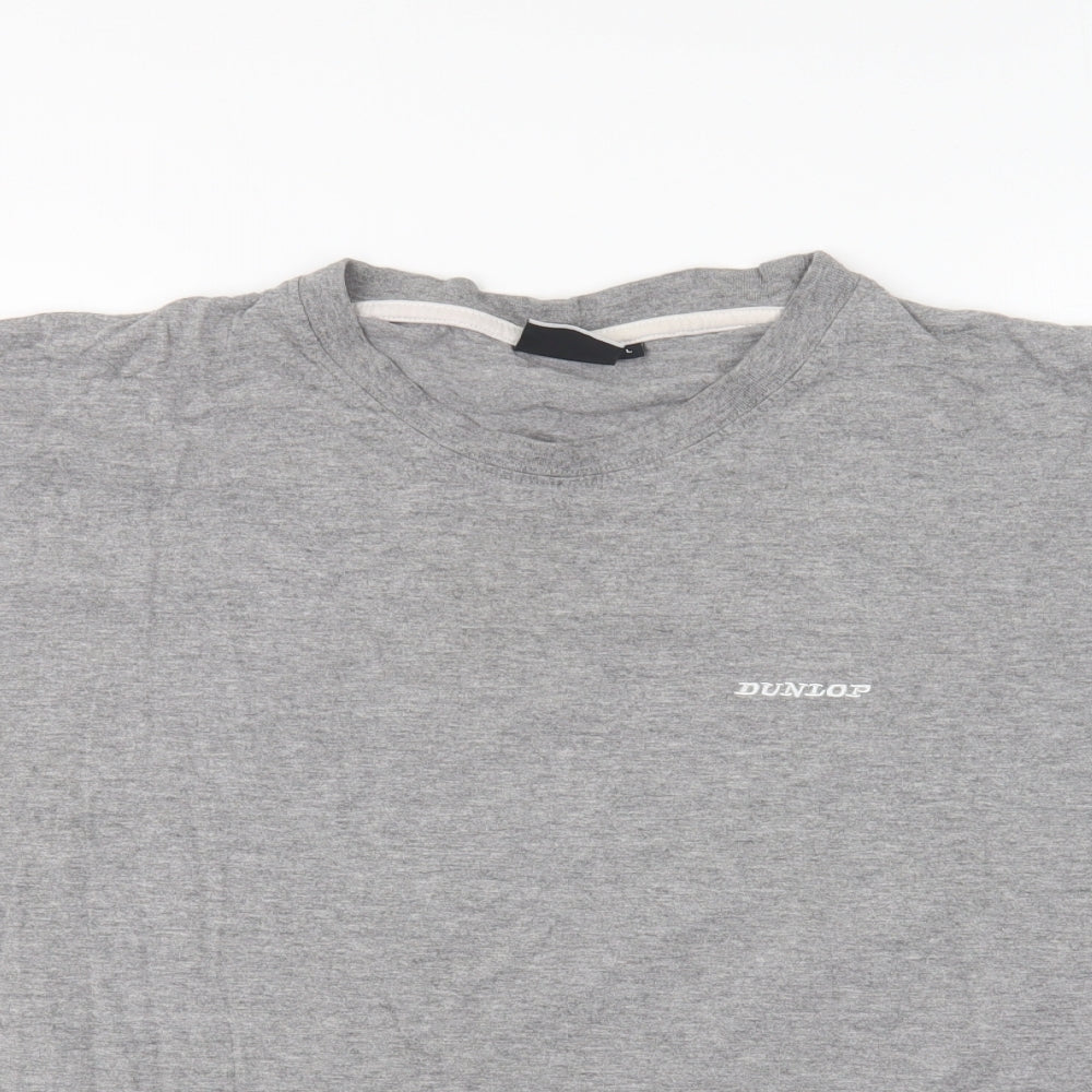 Dunlop Mens Grey Cotton T-Shirt Size L Round Neck