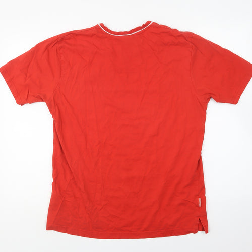 Slazenger Mens Red Cotton Basic T-Shirt Size L V-Neck Pullover