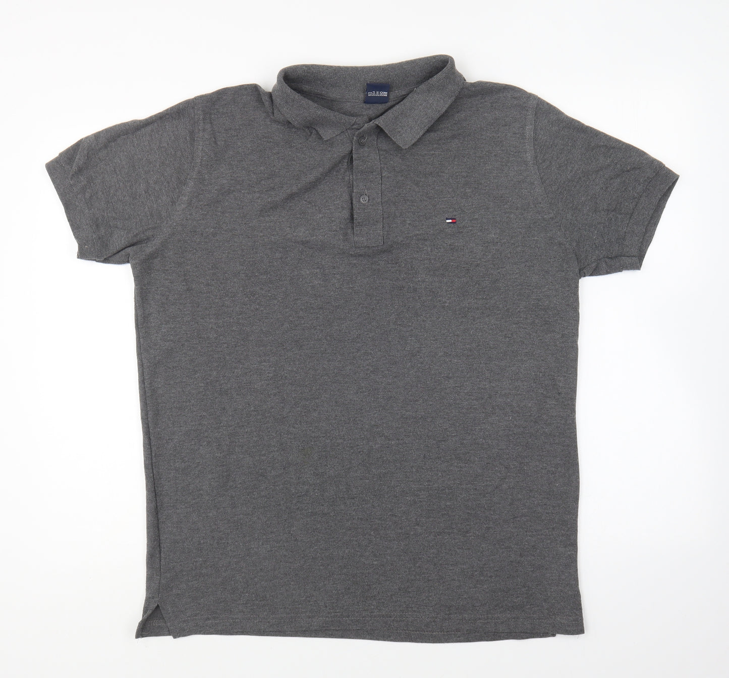 Tommy Hilfiger Mens Grey Cotton Polo Size XL Collared Button