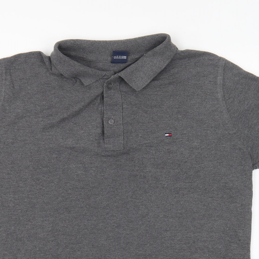 Tommy Hilfiger Mens Grey Cotton Polo Size XL Collared Button
