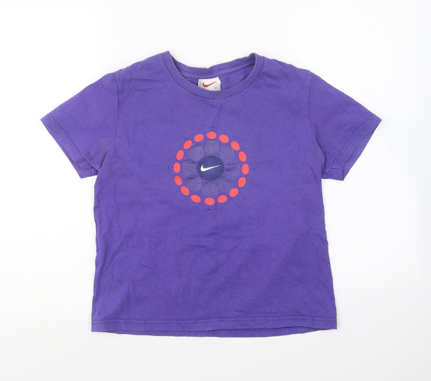 Nike Womens Purple Cotton Basic T-Shirt Size M Round Neck