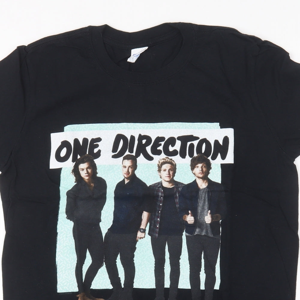 Gildan Womens Black Cotton Basic T-Shirt Size S Round Neck - One Direction