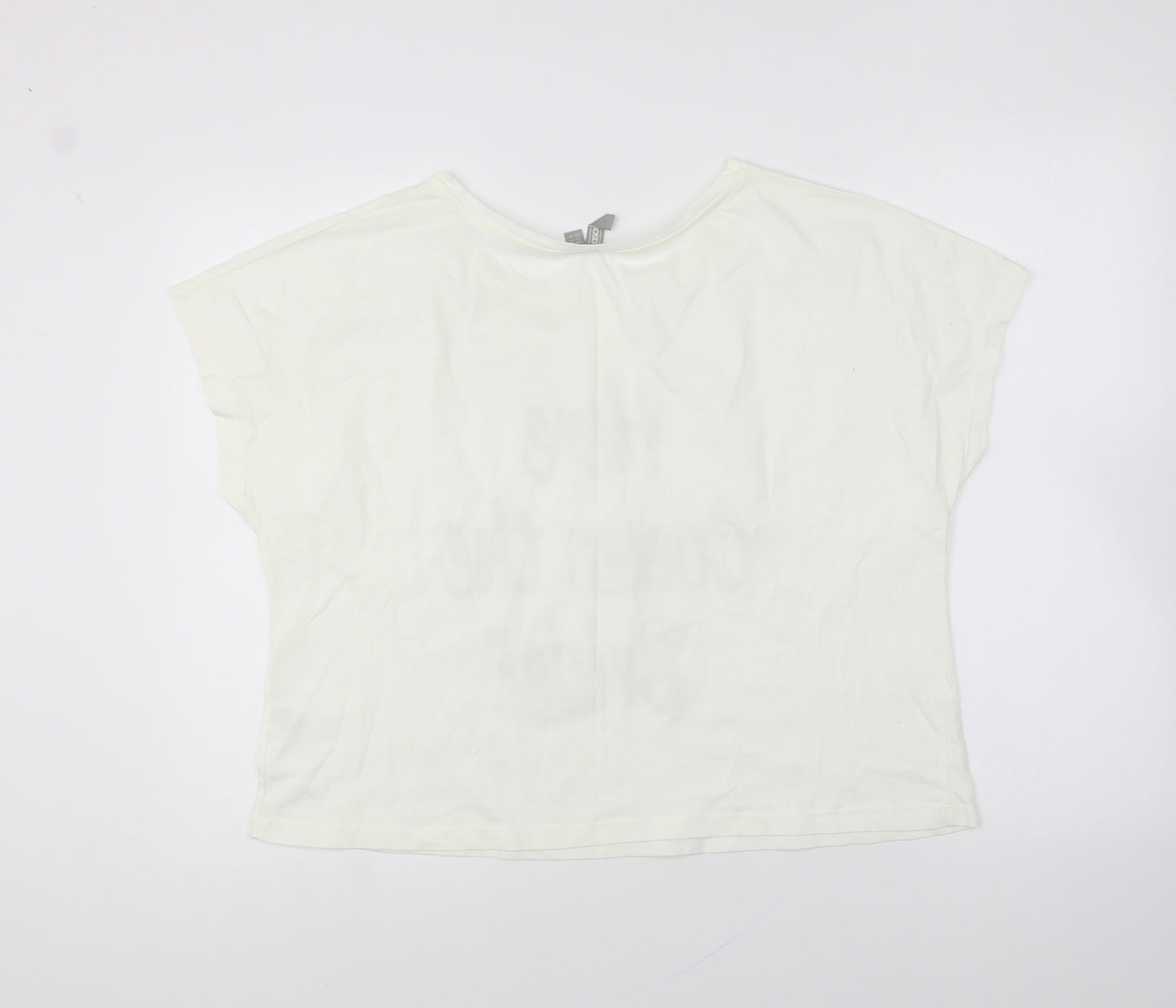 ASOS Womens Ivory Cotton Basic T-Shirt Size M Round Neck - Here Comes The Bride