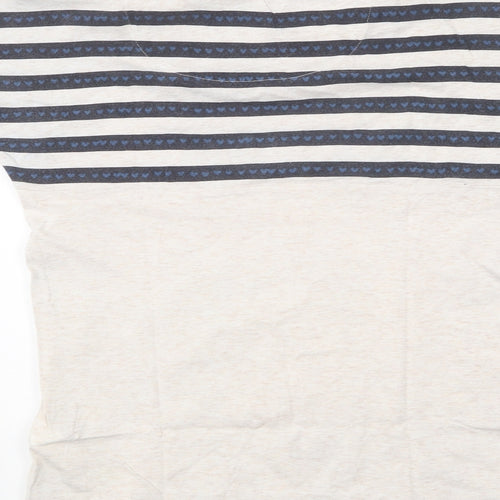 Marks and Spencer Womens Ivory Striped Cotton Basic T-Shirt Size 2XS Round Neck