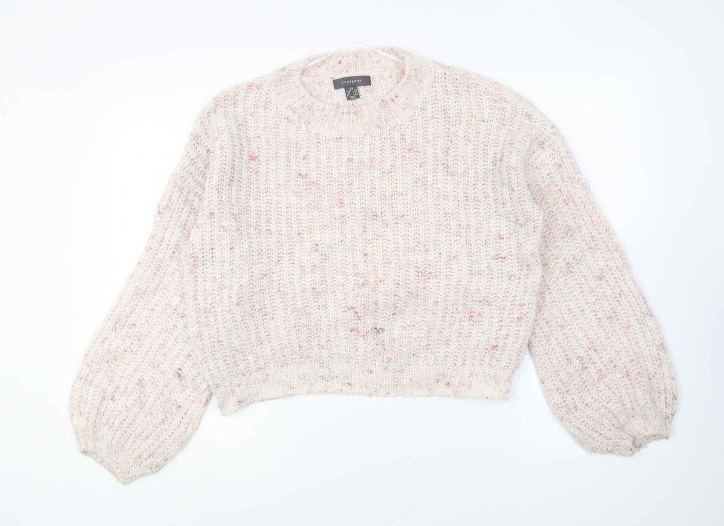 Primark Womens Pink Round Neck Acrylic Pullover Jumper Size 2XS